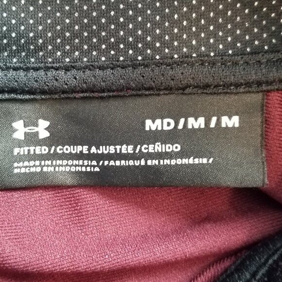 Under Armour Men Medium Fitted Maroon Black Full Zip Light Jacket Pockets - Picture 5 of 8